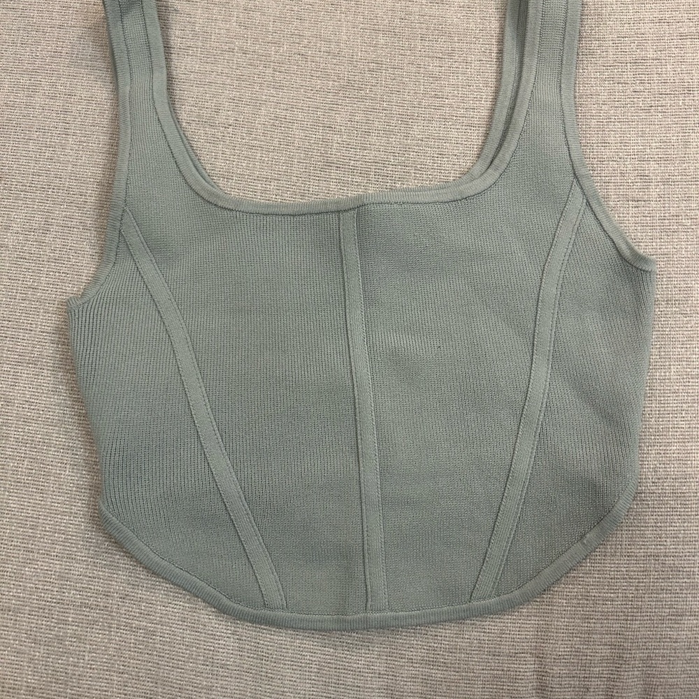 Babaton Muted Sage Knit Square-Neck Tank